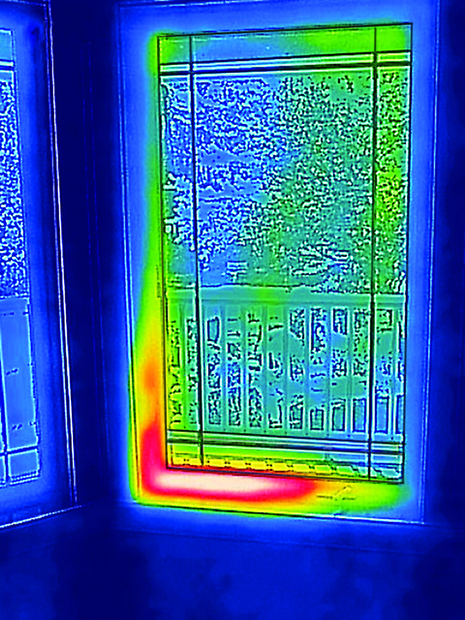 Thermal image of bad air leak around a window in the living room.